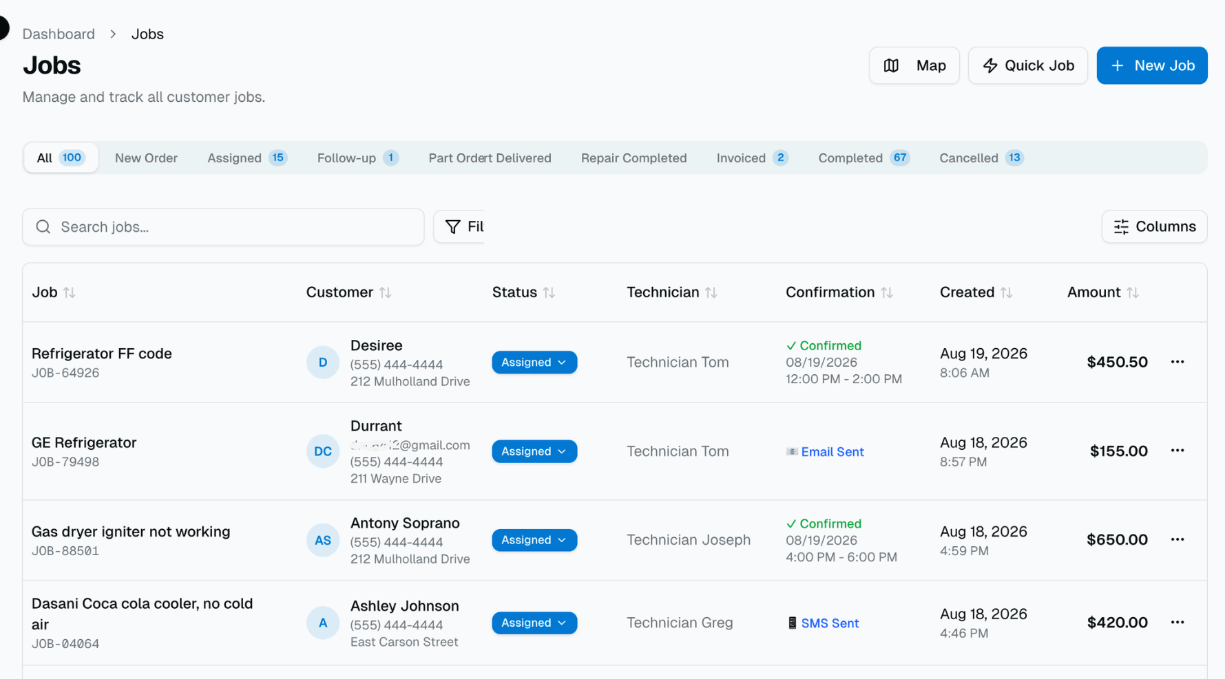 Real-Time Dashboard screenshot in JobDeck
